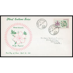 canada stamp 423 british columbia dogwood 5 1965 FDC PC 020