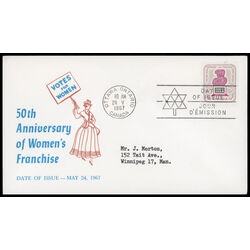 canada stamp 470 woman and ballot box 5 1967 FDC PC 017