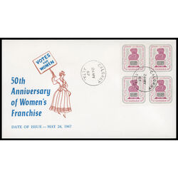 canada stamp 470 woman and ballot box 5 1967 FDC BLOCK 021