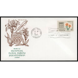 canada stamp 425 saskatchewan prairie lily 5 1966 FDC PC 022