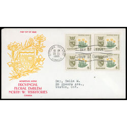 canada stamp 429 northwest territories mountain avens 5 1966 FDC BLOCK 016