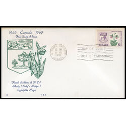 canada stamp 424 prince edward island lady s slipper 5 1965 FDC PC 017