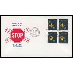 canada stamp 447 traffic signs 5 1966 FDC BLOCK 019