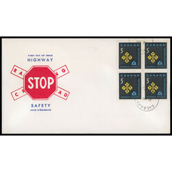 canada stamp 447 traffic signs 5 1966 FDC BLOCK 018