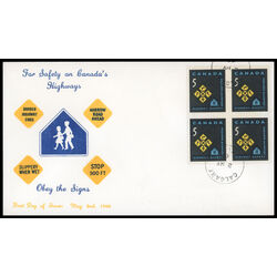 canada stamp 447 traffic signs 5 1966 FDC BLOCK 024
