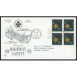 canada stamp 447 traffic signs 5 1966 FDC BLOCK 027