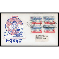 canada stamp 469 katimavik canadian pavillion 5 1967 FDC BLOCK 043