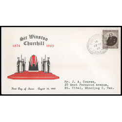 canada stamp 440 sir winston churchill 5 1965 FDC PC 035
