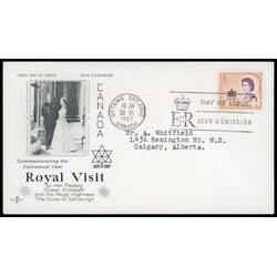 canada stamp 471 queen elizabeth ii and centennial symbol 5 1967 FDC PC 038