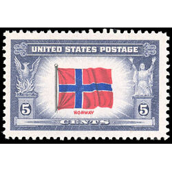 us stamp postage issues 911a flag of norway 5 1943