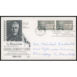 canada stamp 474 governor general vanier 5 1967 FDC PC 025