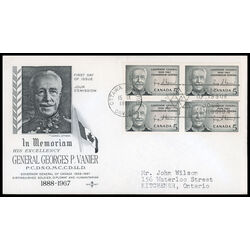 canada stamp 474 governor general vanier 5 1967 FDC BLOCK 026