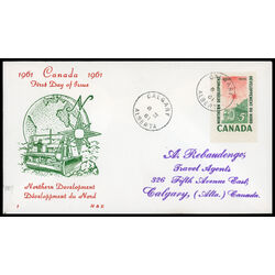 canada stamp 391 surveying crew 5 1961 FDC PC 034