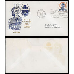 canada stamp 389 girl guide emblem 5 1960 FDC PC 031