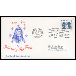 canada stamp 398 talon and colonists 5 1962 FDC PC 031