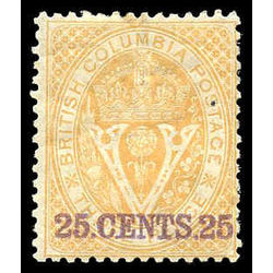 british columbia stamp 11 surcharge 25 cents 25 25 1867
