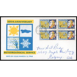 canada stamp 479i weather map and instruments 5 1968 FDC BLOCK 003