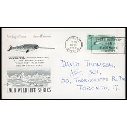 canada stamp 480 narwhal 5 1968 FDC PC 030