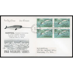 canada stamp 480 narwhal 5 1968 FDC BLOCK 031