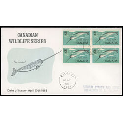 canada stamp 480 narwhal 5 1968 FDC BLOCK 034