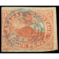 canada stamp 4iv beaver thin oily paper 3d 1852  2