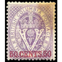 british columbia stamp 12i surcharge 50 cents 50 1867