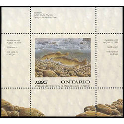 ontario federation of anglers hunters stamp ow3 walleye by curtis atwater 1995