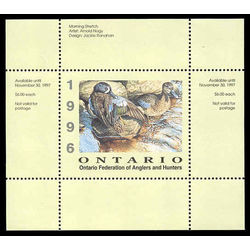 ontario federation of anglers hunters stamp ow4 canada stamp ow4 1996 1996