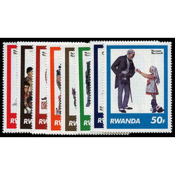 rwanda stamp 1027 34 norman rockwell 1981