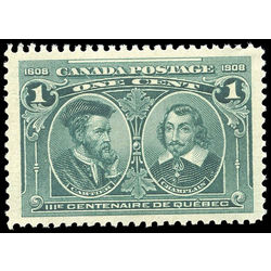 canada stamp 97i cartier champlain mint very fine never hinged 1 1908  3