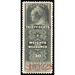 canada revenue stamp fwm38 victoria weights and measures 30 1897