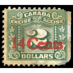 canada revenue stamp fx121 overprints on three leaf excise tax 1934