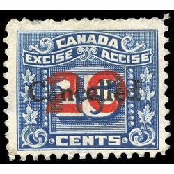 canada revenue stamp fx129 overprints on three leaf excise tax 1934