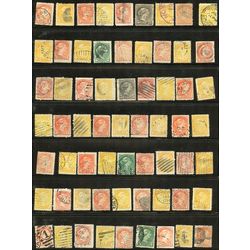 126 small queen canada stamps displayed on a stock page