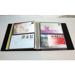 black unisafe fdc album with 71 different official first day covers issued from october 2006 to april 2008