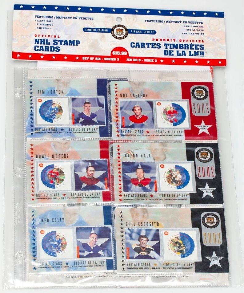 NHL All Stars series two 2001 47c Hockey error sheet - All Nations Stamp  and Coin
