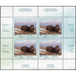 quebec wildlife habitat conservation stamp qw17 musk oxen by daniel labelle 10 2004 MINIATURE SHEET OF 4