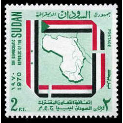 sudan stamp 232 map flag of libya 1971