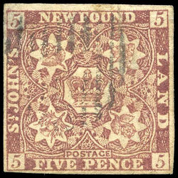 newfoundland stamp 5 1857 first pence issue 5d 1857 U VF 002