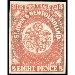 newfoundland stamp 8 pence first issue 8d 1857 M VF 002