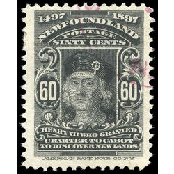 newfoundland stamp 74 king henry vii 60 1897 U VF 002