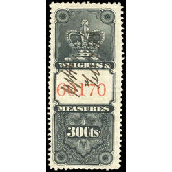canada revenue stamp fwm19 weights and measures crown 30 1878