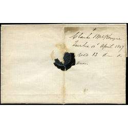 stampless cover of april 10 1847 from quebec to montreal stamping too late