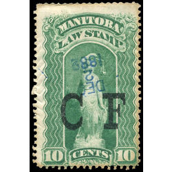 canada revenue stamp ml7 law stamps black c f overprint 10 1877