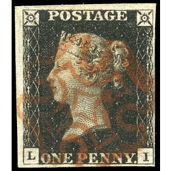 great britain stamp 1 queen victoria penny black 1p 1840 U VF 003