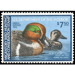 us stamp rw hunting permit rw46 green winged teal 7 50 1979