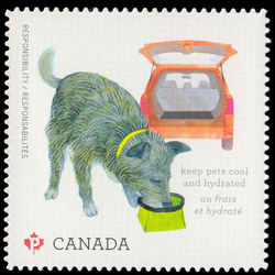 canada stamp 2834i dog drinking 2015