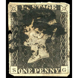 great britain stamp 1 queen victoria penny black 1p 1840 U VF 010