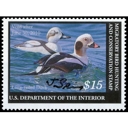 us stamp rw hunting permit rw76 long tailed duck and decoy 2009 SIGNED NH