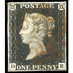 great britain stamp 1 queen victoria penny black 1p 1840 U VF 016